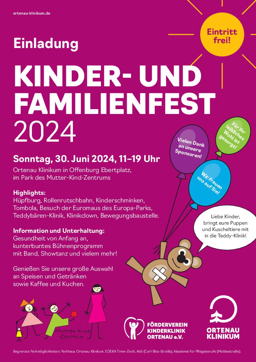 Plakat Kinder- und Familienfest des Mutter-Kind-Zentrums am Ortenau Klinikum in Offenburg.