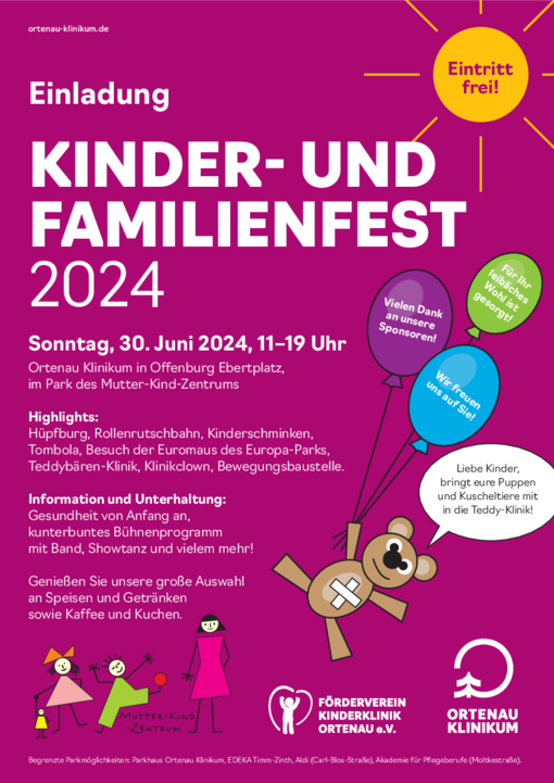 Plakat Kinder- und Familienfest des Mutter-Kind-Zentrums am Ortenau Klinikum in Offenburg.