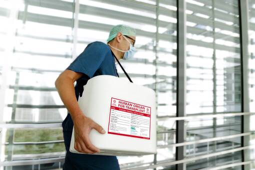 Transport eines gespendeten Organs in einer sogenannten Organbox.