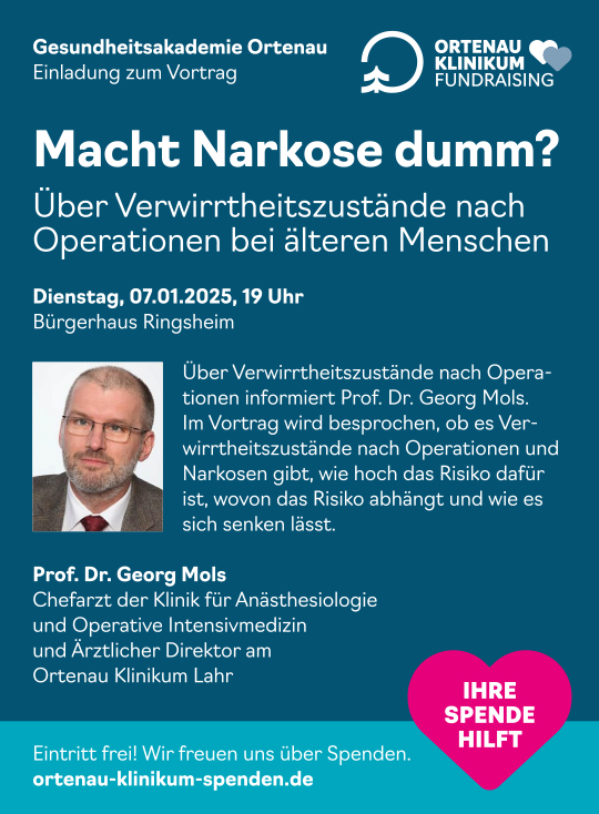 Anzeige: Vortrag "Macht Narkose dumm?"