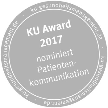 Abbildung: Siegel Klinik Award 2017 für Bestes Klinikmagazin, Bester Klinikfilm und Beste Online-Präsenz